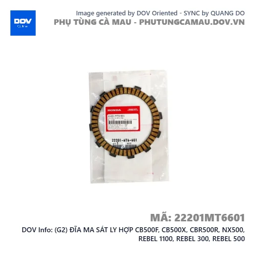(G2) ĐĨA MA SÁT LY HỢP CB500F, CB500X, CBR500R, NX500, REBEL 1100, REBEL 300, REBEL 500 — 22201MT6601