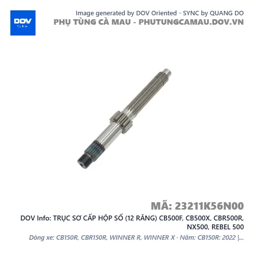 TRỤC SƠ CẤP HỘP SỐ (12 RĂNG) CB500F, CB500X, CBR500R, NX500, REBEL 500 — 23211K56N00