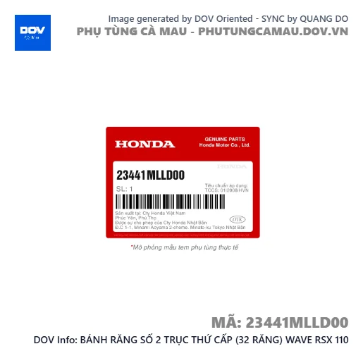 BÁNH RĂNG SỐ 2 TRỤC THỨ CẤP (32 RĂNG) WAVE RSX 110 — 23441MLLD00