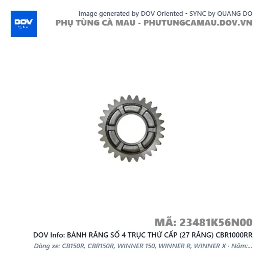 BÁNH RĂNG SỐ 4 TRỤC THỨ CẤP (27 RĂNG) CBR1000RR — 23481K56N00