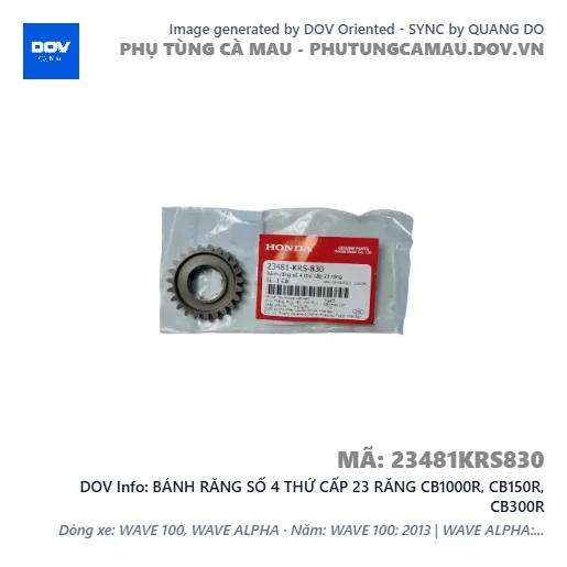 BÁNH RĂNG SỐ 4 THỨ CẤP 23 RĂNG CB1000R, CB150R, CB300R — 23481KRS830