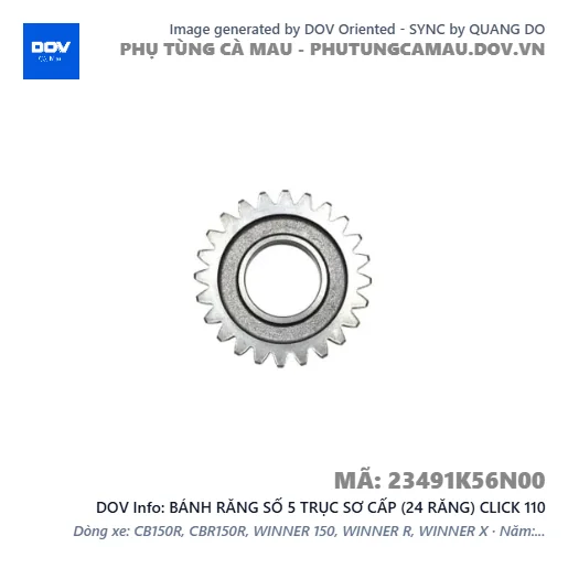 BÁNH RĂNG SỐ 5 TRỤC SƠ CẤP (24 RĂNG) CLICK 110 — 23491K56N00
