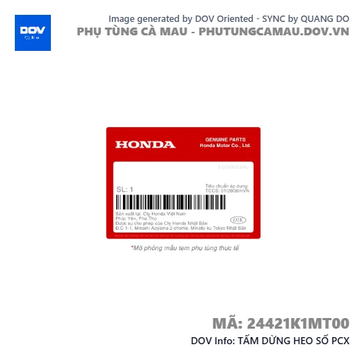 TẤM DỪNG HEO SỐ PCX — 24421K1MT00