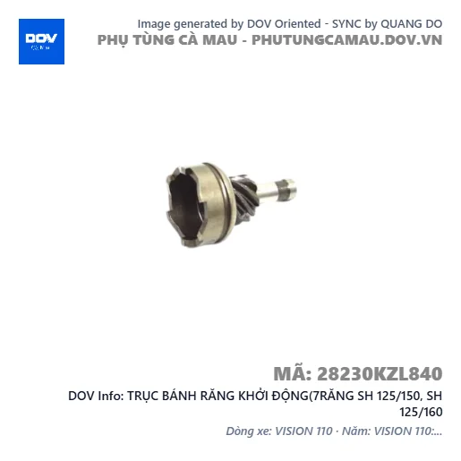 TRỤC BÁNH RĂNG KHỞI ĐỘNG(7RĂNG SH 125/150, SH 125/160 — 28230KZL840