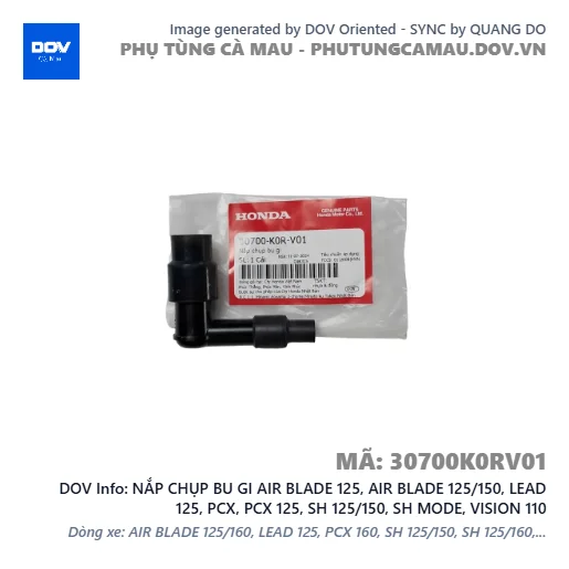 NẮP CHỤP BU GI AIR BLADE 125, AIR BLADE 125/150, LEAD 125, PCX, PCX 125, SH 125/150, SH MODE, VISION 110 — 30700K0RV01