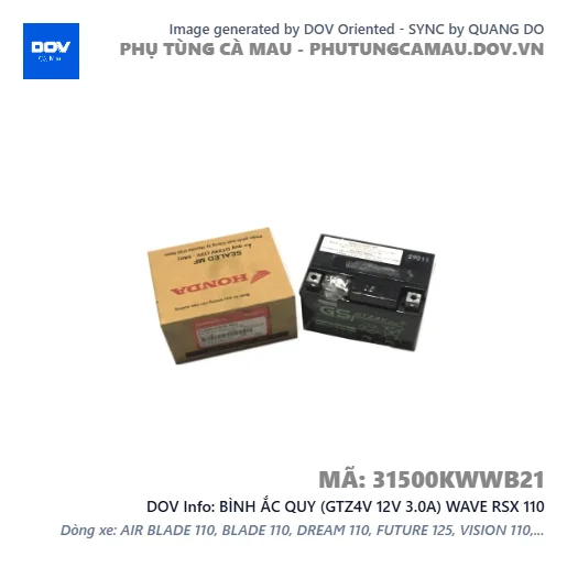 BÌNH ẮC QUY (GTZ4V 12V 3.0A) WAVE RSX 110 — 31500KWWB21