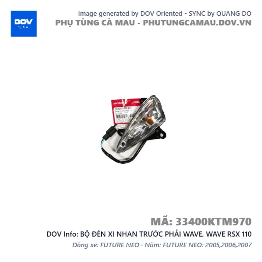 BỘ ĐÈN XI NHAN TRƯỚC PHẢI WAVE, WAVE RSX 110 — 33400KTM970