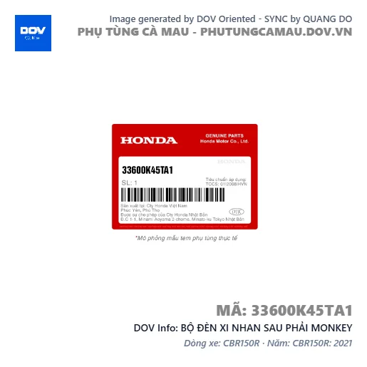 BỘ ĐÈN XI NHAN SAU PHẢI MONKEY — 33600K45TA1