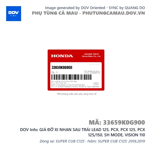 GIÁ ĐỠ XI NHAN SAU TRÁI LEAD 125, PCX, PCX 125, PCX 125/150, SH MODE, VISION 110 — 33659K0G900
