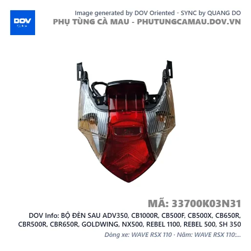 BỘ ĐÈN SAU ADV350, CB1000R, CB500F, CB500X, CB650R, CBR500R, CBR650R, GOLDWING, NX500, REBEL 1100, REBEL 500, SH 350 — 33700K03N31
