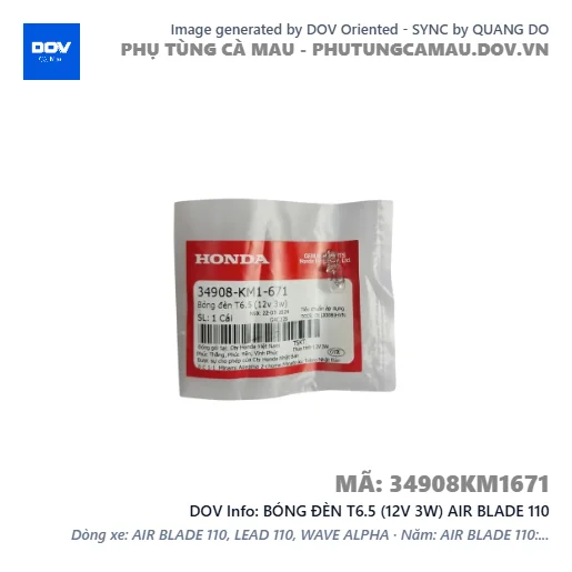BÓNG ĐÈN T6.5 (12V 3W) AIR BLADE 110 — 34908KM1671