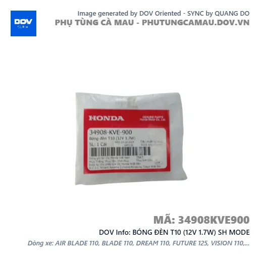BÓNG ĐÈN T10 (12V 1.7W) SH MODE — 34908KVE900