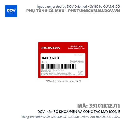 BỘ KHÓA ĐIỆN VÀ CÔNG TẮC MÁY ICON E — 35101K1ZJ11