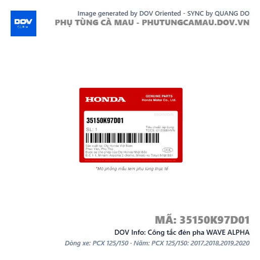 Công tắc đèn pha WAVE ALPHA — 35150K97D01