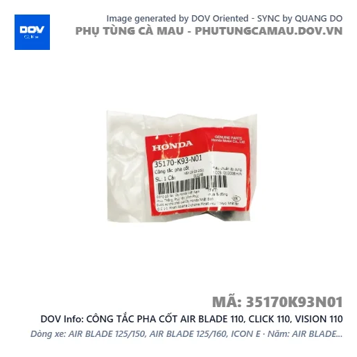 CÔNG TẮC PHA CỐT AIR BLADE 110, CLICK 110, VISION 110 — 35170K93N01