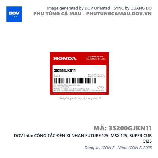 CÔNG TẮC ĐÈN XI NHAN FUTURE 125, MSX 125, SUPER CUB C125 — 35200GJKN11