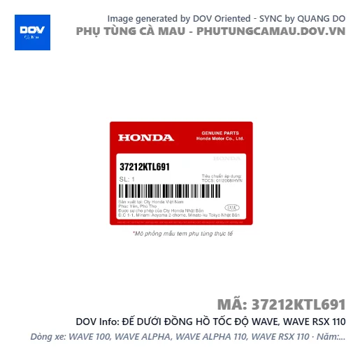 ĐẾ DƯỚI ĐỒNG HỒ TỐC ĐỘ WAVE, WAVE RSX 110 — 37212KTL691