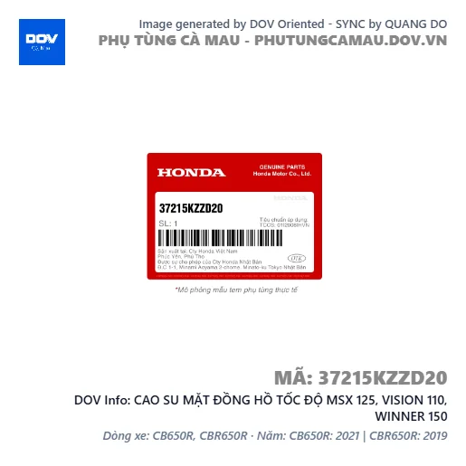 CAO SU MẶT ĐỒNG HỒ TỐC ĐỘ MSX 125, VISION 110, WINNER 150 — 37215KZZD20