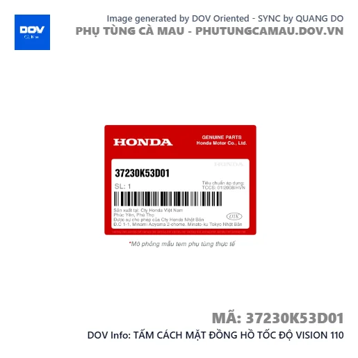 TẤM CÁCH MẶT ĐỒNG HỒ TỐC ĐỘ VISION 110 — 37230K53D01