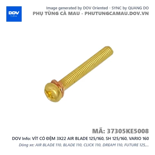 VÍT CÓ ĐỆM 3X22 AIR BLADE 125/160, SH 125/160, VARIO 160 — 37305KE5008