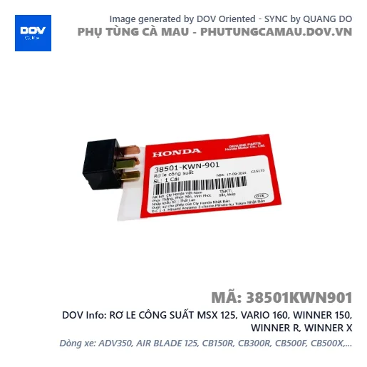 RƠ LE CÔNG SUẤT MSX 125, VARIO 160, WINNER 150, WINNER R, WINNER X — 38501KWN901