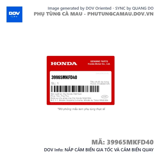 NẮP CẢM BIẾN GIA TỐC VÀ CẢM BIẾN QUAY  — 39965MKFD40