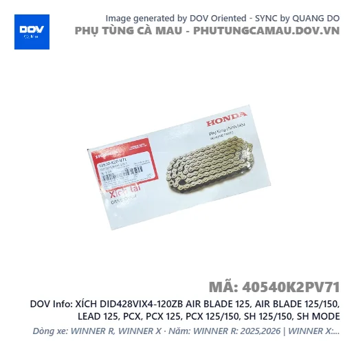XÍCH DID428VIX4-120ZB AIR BLADE 125, AIR BLADE 125/150, LEAD 125, PCX, PCX 125, PCX 125/150, SH 125/150, SH MODE — 40540K2PV71