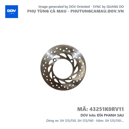 ĐĨA PHANH SAU — 43251K0RV11
