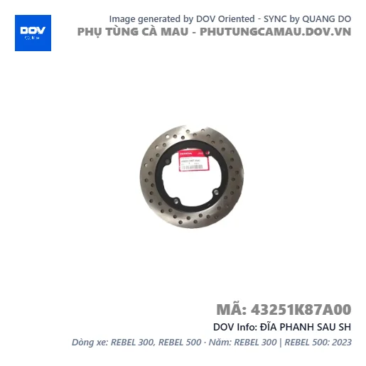 ĐĨA PHANH SAU SH — 43251K87A00