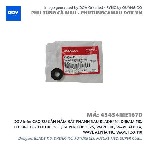 CAO SU CẦN HÃM BÁT PHANH SAU BLADE 110, DREAM 110, FUTURE 125, FUTURE NEO, SUPER CUB C125, WAVE 100, WAVE ALPHA, WAVE ALPHA 110, WAVE RSX 110 — 43434ME1670