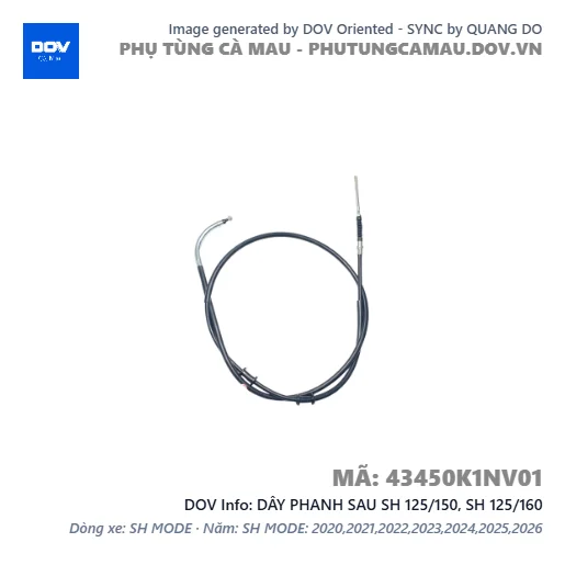 DÂY PHANH SAU SH 125/150, SH 125/160 — 43450K1NV01