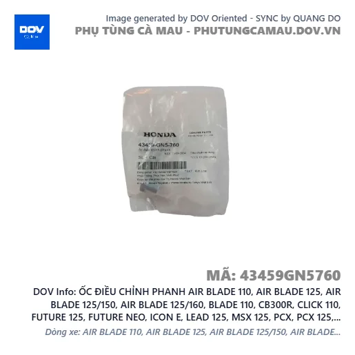 ỐC ĐIỀU CHỈNH PHANH AIR BLADE 110, AIR BLADE 125, AIR BLADE 125/150, AIR BLADE 125/160, BLADE 110, CB300R, CLICK 110, FUTURE 125, FUTURE NEO, ICON E, LEAD 125, MSX 125, PCX, PCX 125, PCX 125/150, PCX 160, SH MODE, SUPER CUB C125, VARIO 160, VISION 110, WAVE RSX 110, WINNER 150, WINNER R, WINNER X — 43459GN5760