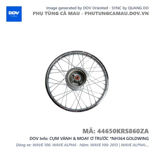 CỤM VÀNH & MOAY Ơ TRƯỚC *NH364 GOLDWING — 44650KRS860ZA