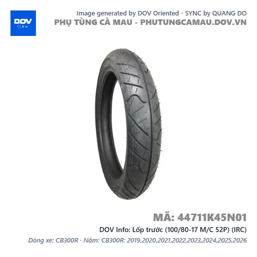 Lốp trước (100/80-17 M/C 52P) (IRC)  — 44711K45N01