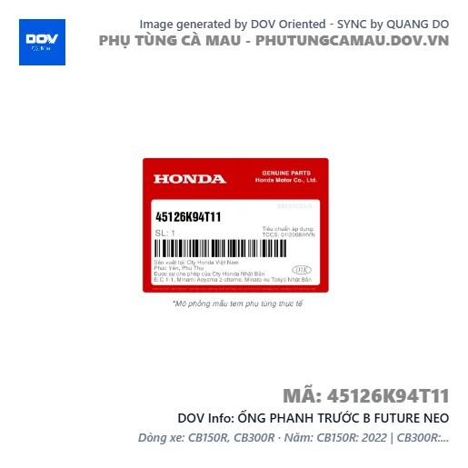 ỐNG PHANH TRƯỚC B FUTURE NEO — 45126K94T11
