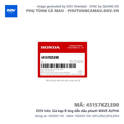 Giá kẹp B ống dẫn dầu phanh WAVE ALPHA — 45157KZLE00