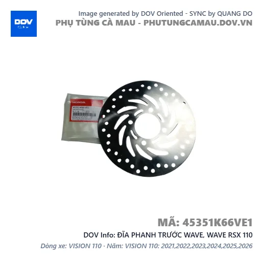 ĐĨA PHANH TRƯỚC WAVE, WAVE RSX 110 — 45351K66VE1