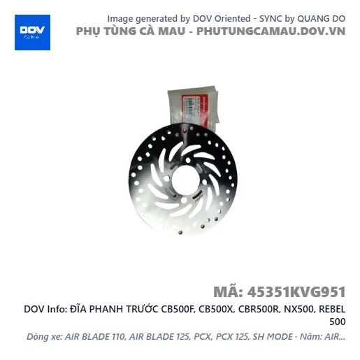 ĐĨA PHANH TRƯỚC CB500F, CB500X, CBR500R, NX500, REBEL 500 — 45351KVG951