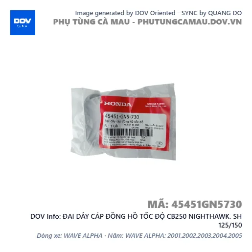 ĐAI DÂY CÁP ĐỒNG HỒ TỐC ĐỘ CB250 NIGHTHAWK, SH 125/150 — 45451GN5730
