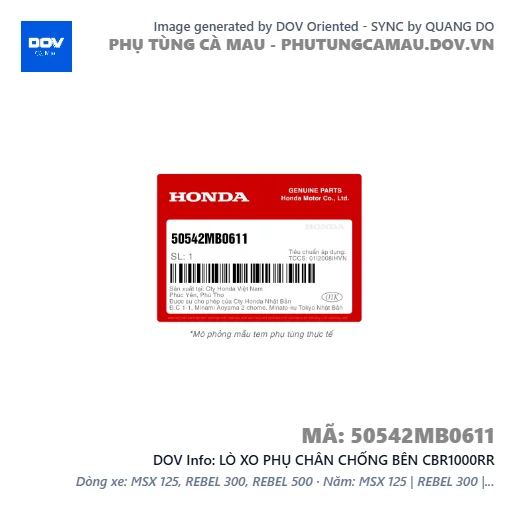 LÒ XO PHỤ CHÂN CHỐNG BÊN CBR1000RR — 50542MB0611