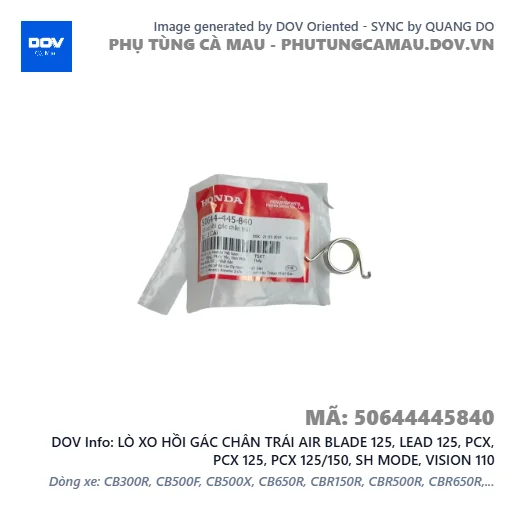 LÒ XO HỒI GÁC CHÂN TRÁI AIR BLADE 125, LEAD 125, PCX, PCX 125, PCX 125/150, SH MODE, VISION 110 — 50644445840