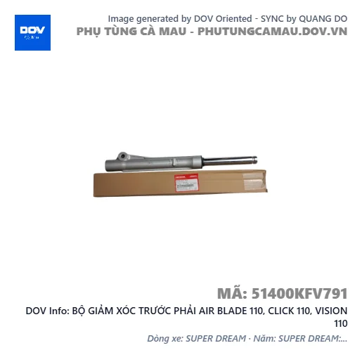 BỘ GIẢM XÓC TRƯỚC PHẢI AIR BLADE 110, CLICK 110, VISION 110 — 51400KFV791