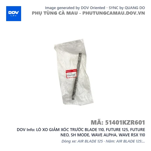 LÒ XO GIẢM XÓC TRƯỚC BLADE 110, FUTURE 125, FUTURE NEO, SH MODE, WAVE ALPHA, WAVE RSX 110 — 51401KZR601