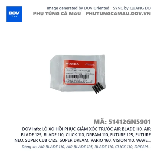 LÒ XO HỒI PHỤC GIẢM XÓC TRƯỚC AIR BLADE 110, AIR BLADE 125, BLADE 110, CLICK 110, DREAM 110, FUTURE 125, FUTURE NEO, SUPER CUB C125, SUPER DREAM, VARIO 160, VISION 110, WAVE 100, WAVE ALPHA, WAVE ALPHA 110, WAVE RSX 110 — 51412GN5901
