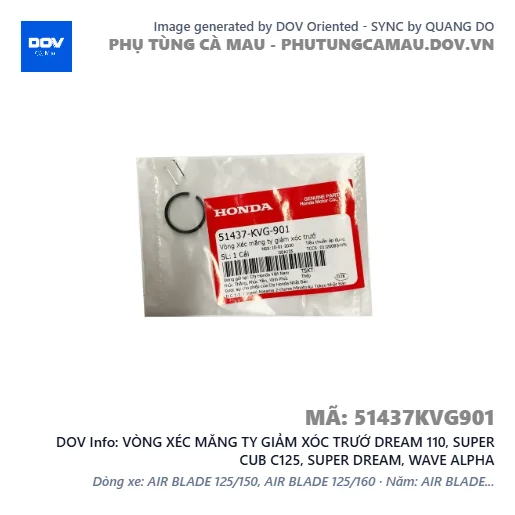 VÒNG XÉC MĂNG TY GIẢM XÓC TRƯỚ DREAM 110, SUPER CUB C125, SUPER DREAM, WAVE ALPHA — 51437KVG901