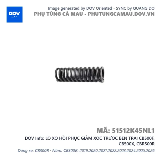 LÒ XO HỒI PHỤC GIẢM XÓC TRƯỚC BÊN TRÁI CB500F, CB500X, CBR500R — 51512K45NL1