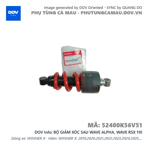 BỘ GIẢM XÓC SAU WAVE ALPHA, WAVE RSX 110 — 52400K56V51