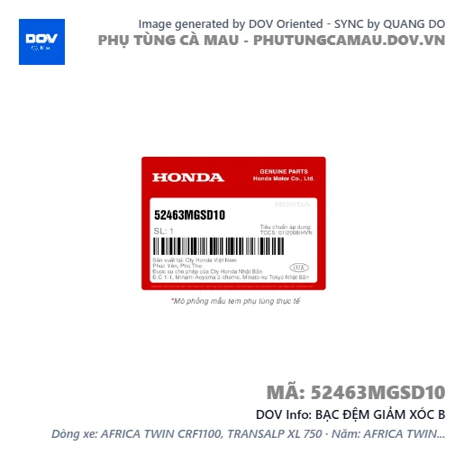 BẠC ĐỆM GIẢM XÓC B  — 52463MGSD10