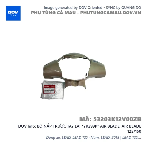 BỘ NẮP TRƯỚC TAY LÁI *YR299P* AIR BLADE, AIR BLADE 125/150 — 53203K12V00ZB