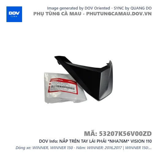 NẮP TRÊN TAY LÁI PHẢI *NHA76M* VISION 110 — 53207K56V00ZD